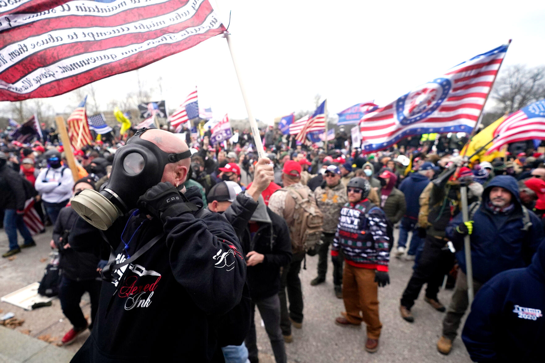 Trump supporters gather outside the Capitol